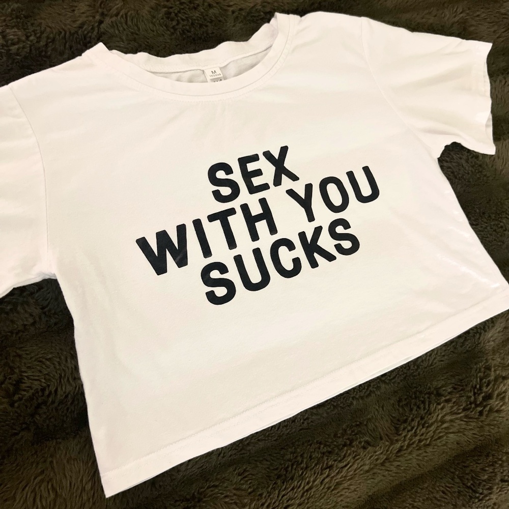 Graphic Micro Crop Top With Lettering - Picture 2 of 3